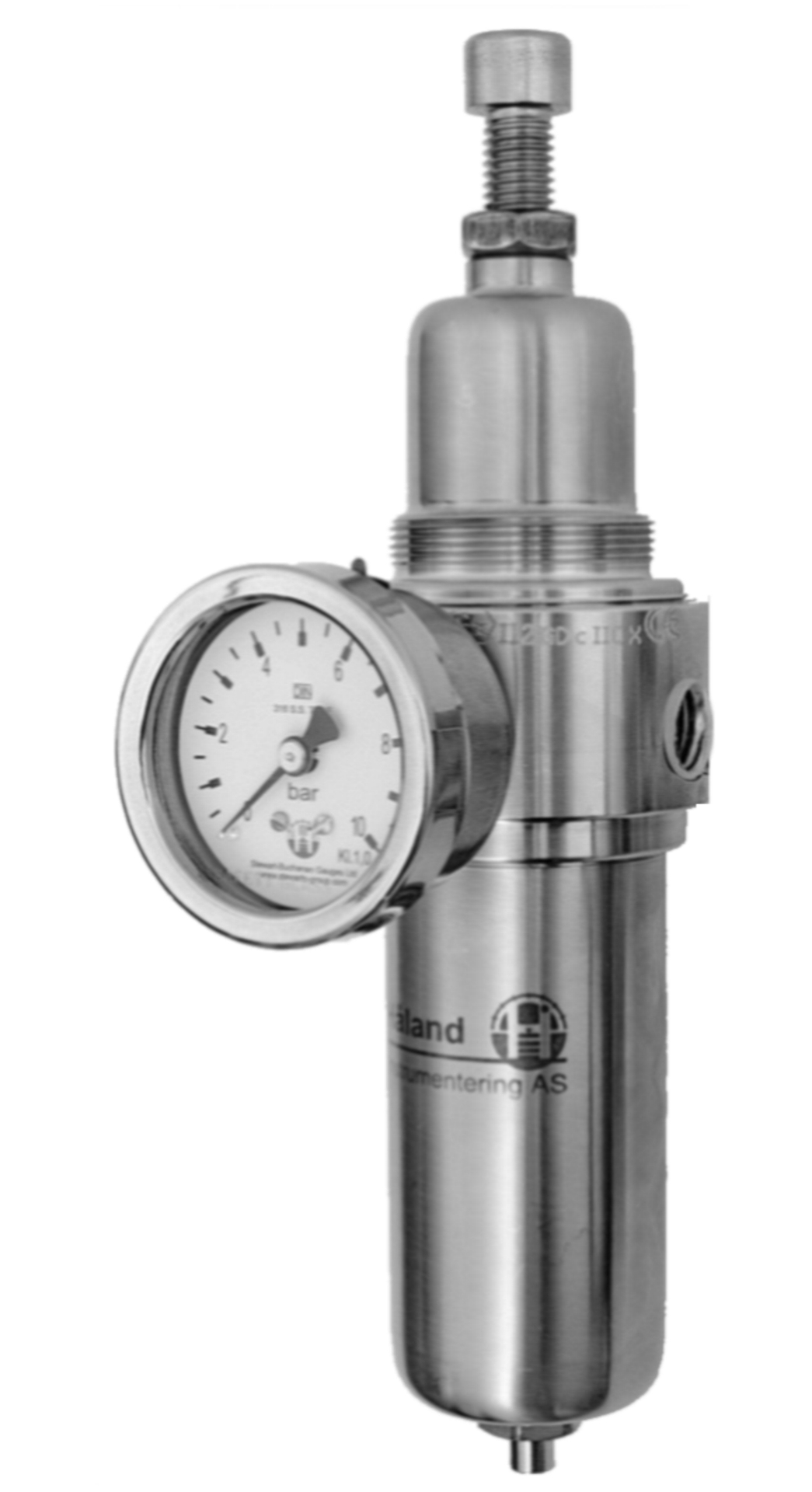 Luftregulator Gassregulator Luft filter regulator med manometer pneumatikk 316SS rustfri 0,25in Insert Deal forhandler distributør Norge