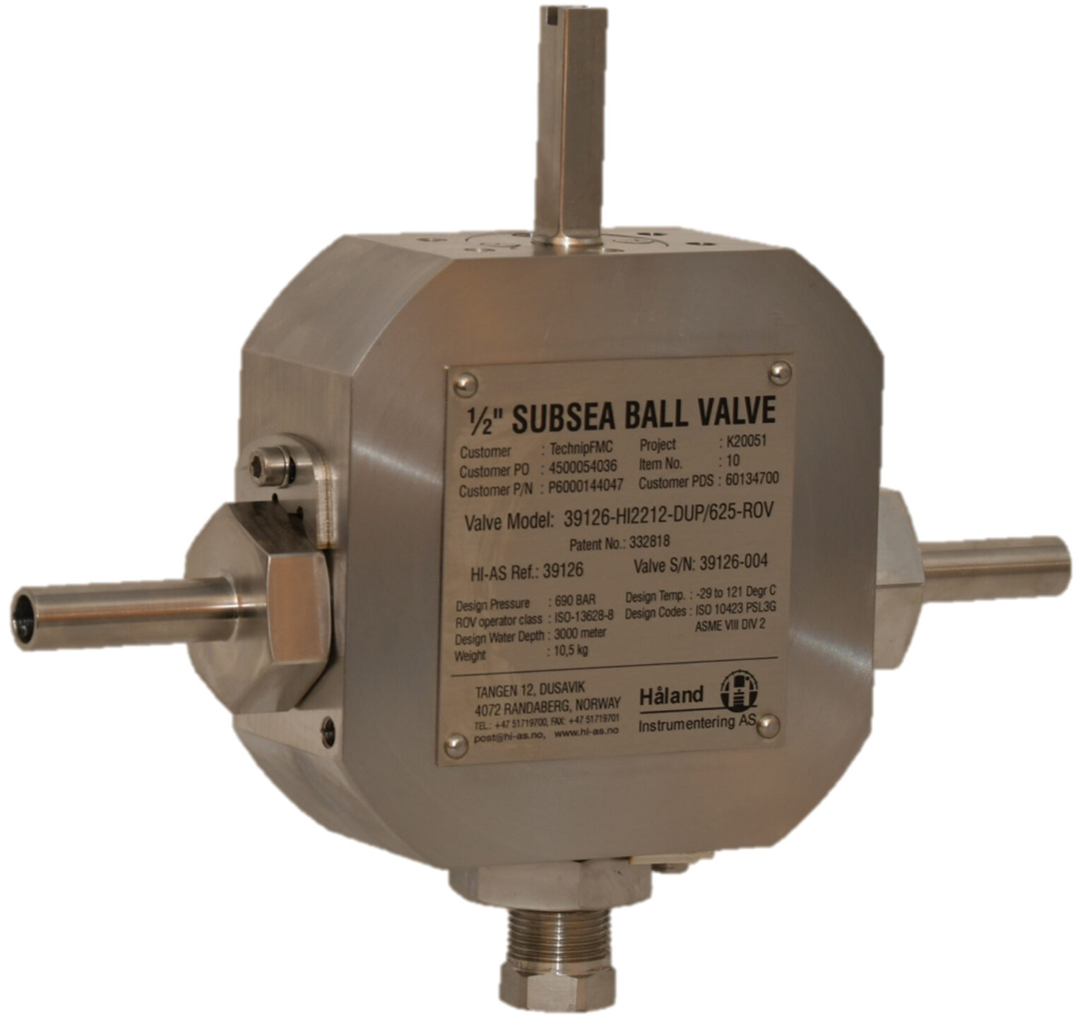 Subsea ball valve for ROV Håland Instrumentering